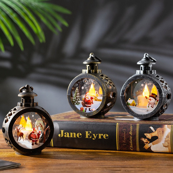 Colverro™ Glass LED Christmas Lantern with Snowman or Santa