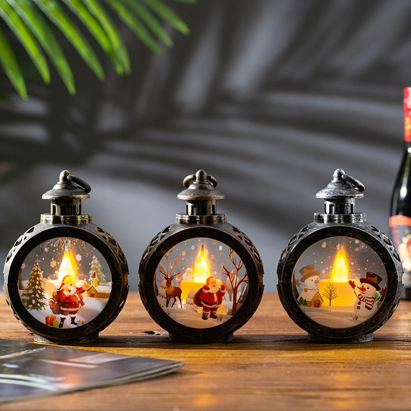 Colverro™ Glass LED Christmas Lantern with Snowman or Santa