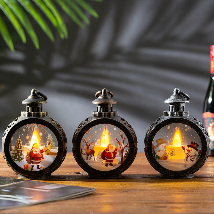 Colverro™ Glass LED Christmas Lantern with Snowman or Santa