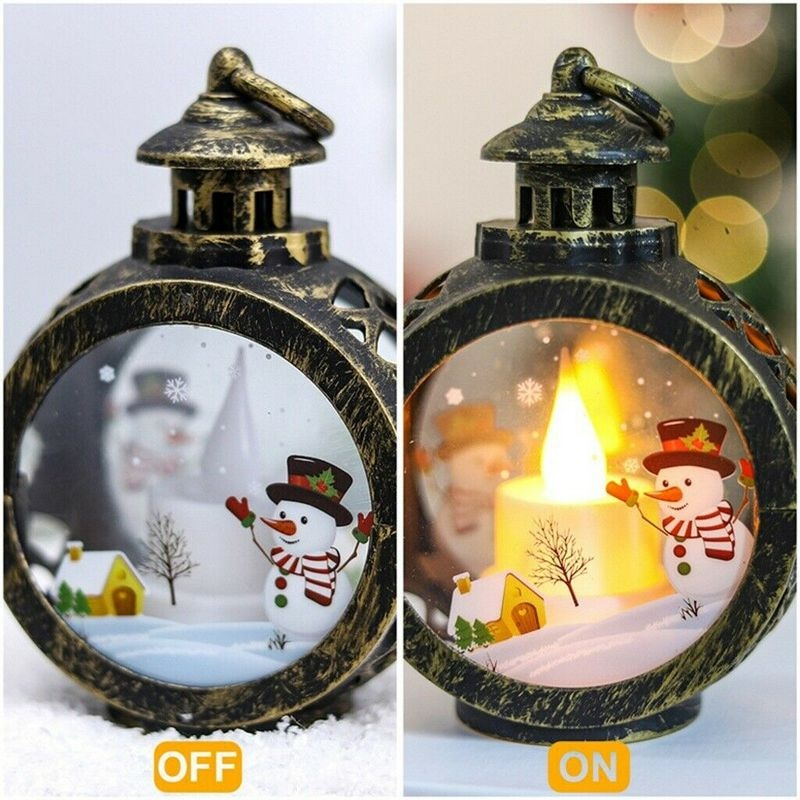 Colverro™ Glass LED Christmas Lantern with Snowman or Santa