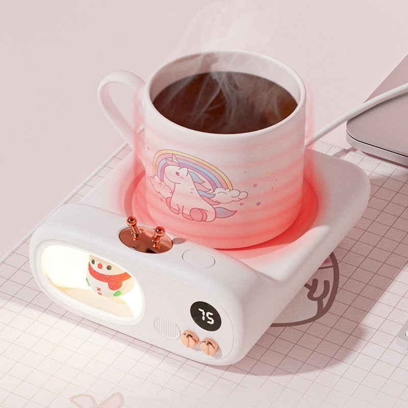 Colverro™ Cute Animal Mug Warmer Coaster with Thermostat Plate
