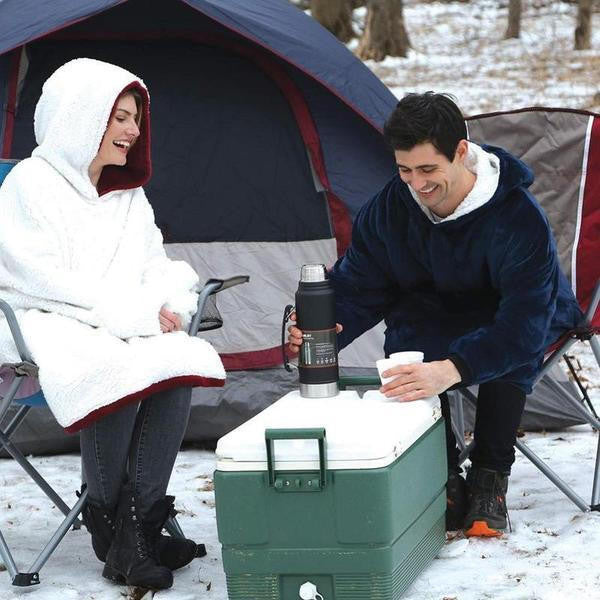Colverro™ Fleece-Lined Blanket Sweater with Giant Hood and Pocket