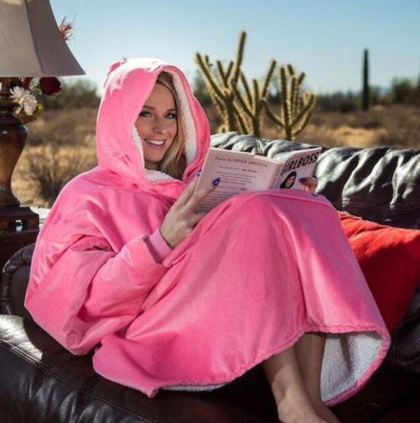 Colverro™ Fleece-Lined Blanket Sweater with Giant Hood and Pocket