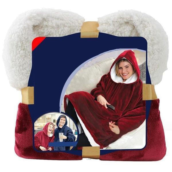 Colverro™ Fleece-Lined Blanket Sweater with Giant Hood and Pocket