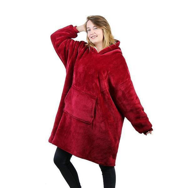 Colverro™ Fleece-Lined Blanket Sweater with Giant Hood and Pocket