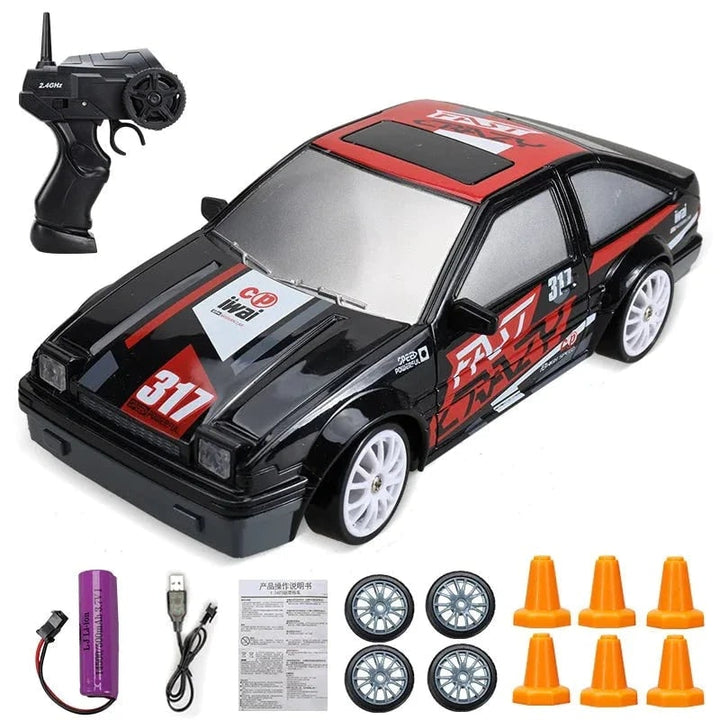 Colverro™ Mini RC Drift Car with LED Headlights and Spare Wheels