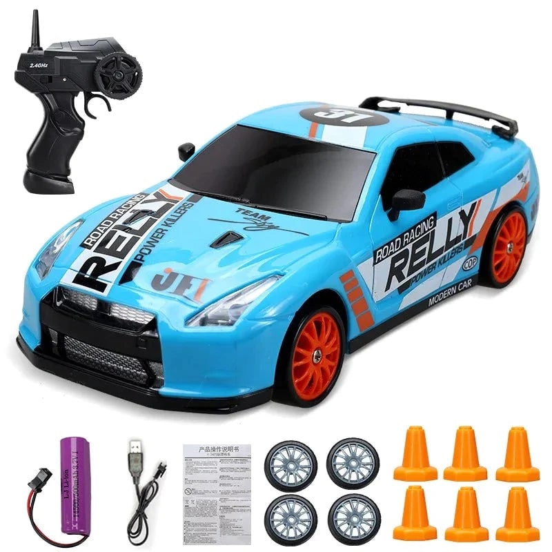 Colverro™ Mini RC Drift Car with LED Headlights and Spare Wheels