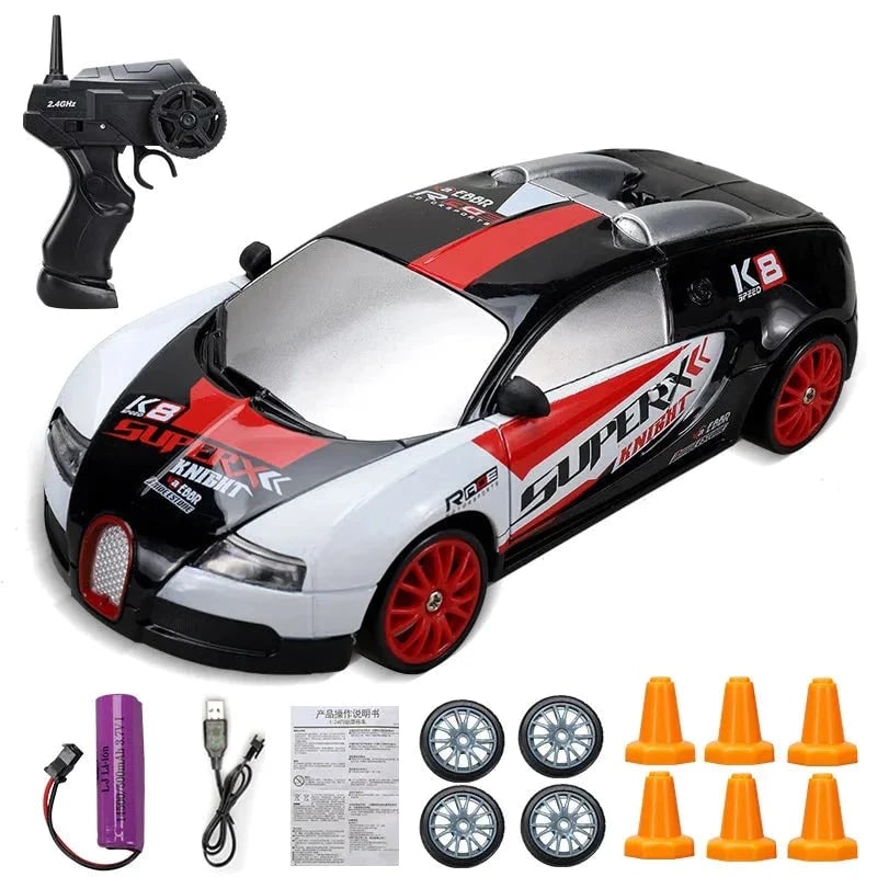 Colverro™ Mini RC Drift Car with LED Headlights and Spare Wheels