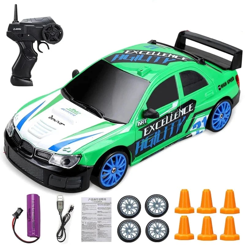 Colverro™ Mini RC Drift Car with LED Headlights and Spare Wheels