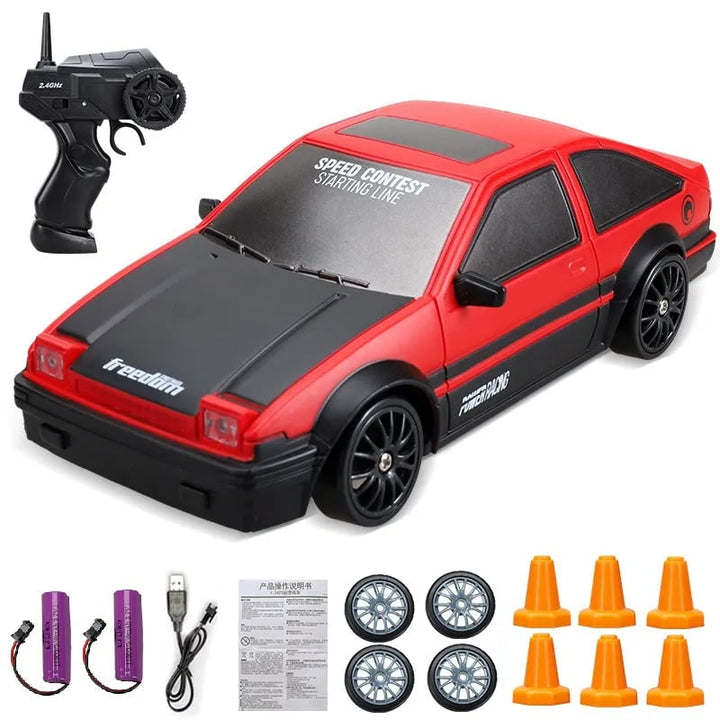 Colverro™ Mini RC Drift Car with LED Headlights and Spare Wheels