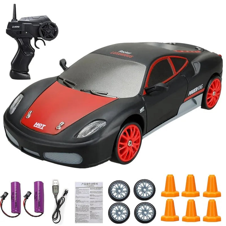 Colverro™ Mini RC Drift Car with LED Headlights and Spare Wheels