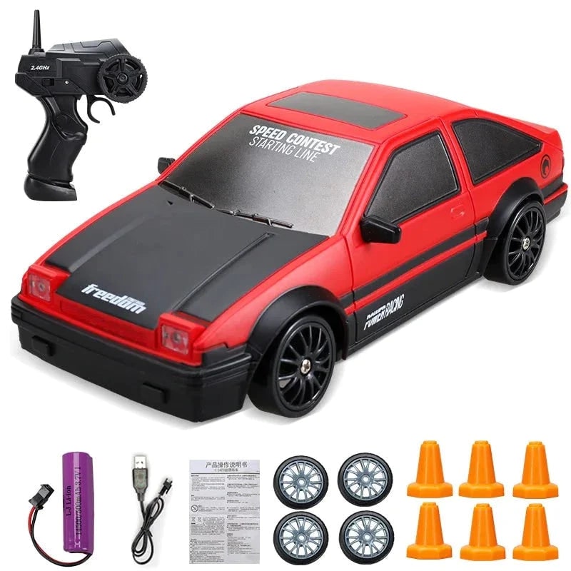 Colverro™ Mini RC Drift Car with LED Headlights and Spare Wheels