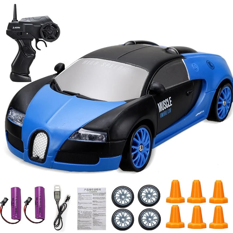 Colverro™ Mini RC Drift Car with LED Headlights and Spare Wheels