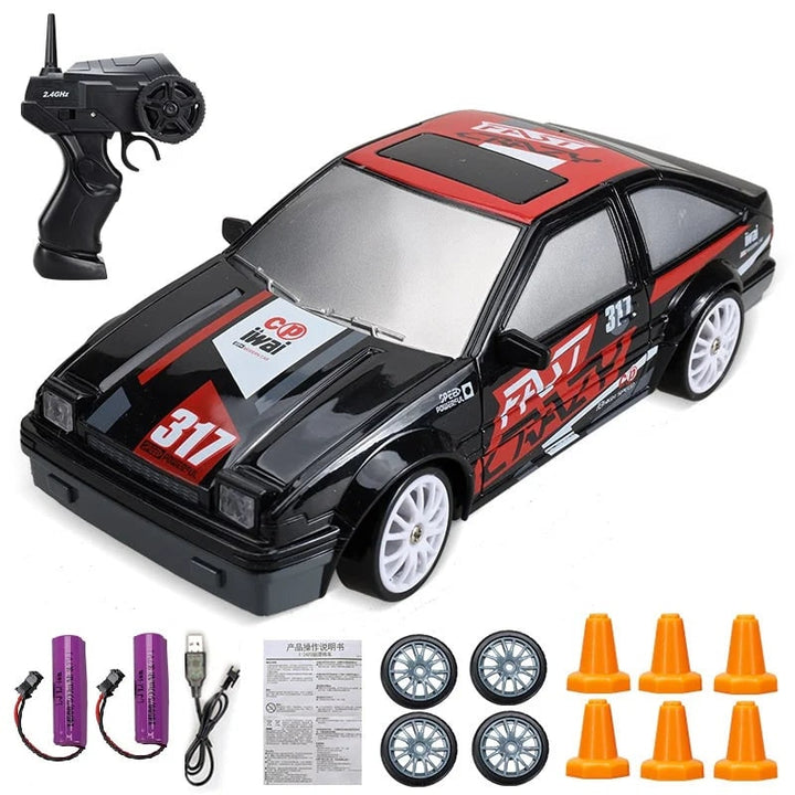 Colverro™ Mini RC Drift Car with LED Headlights and Spare Wheels
