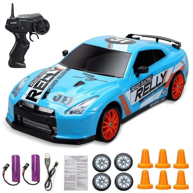 Colverro™ Mini RC Drift Car with LED Headlights and Spare Wheels