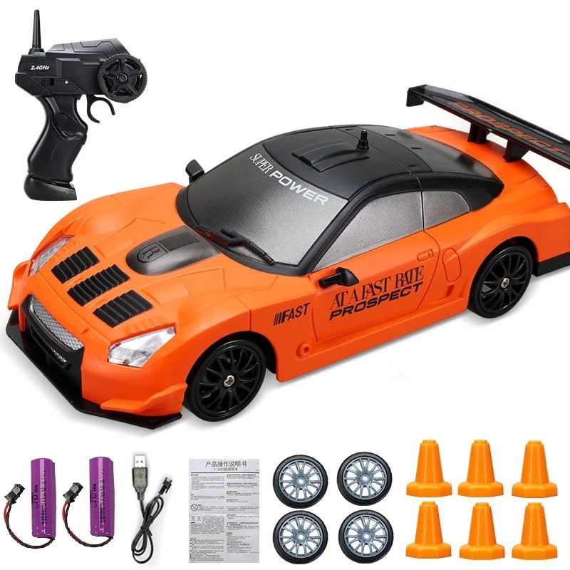 Colverro™ Mini RC Drift Car with LED Headlights and Spare Wheels