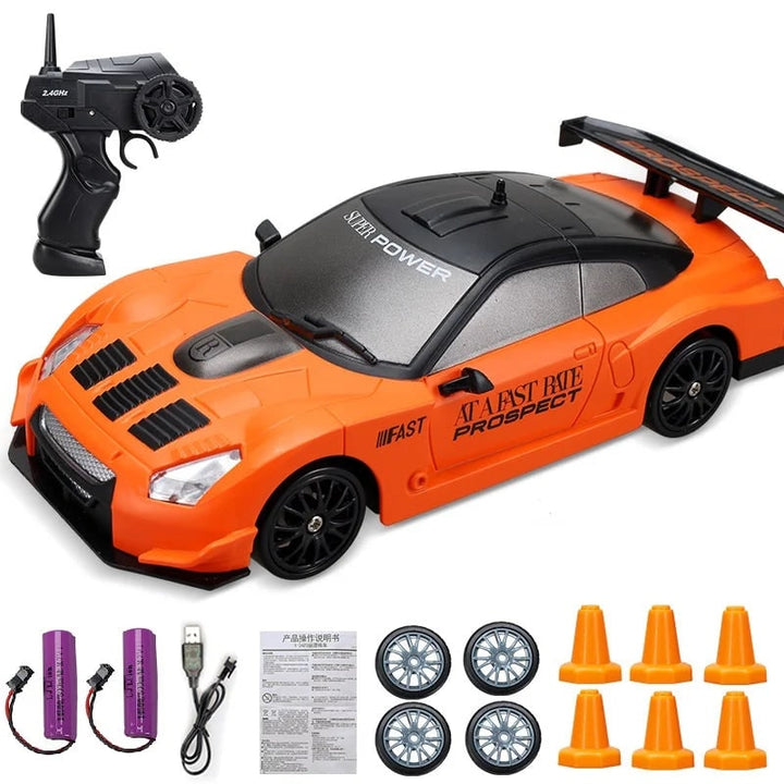 Colverro™ Mini RC Drift Car with LED Headlights and Spare Wheels