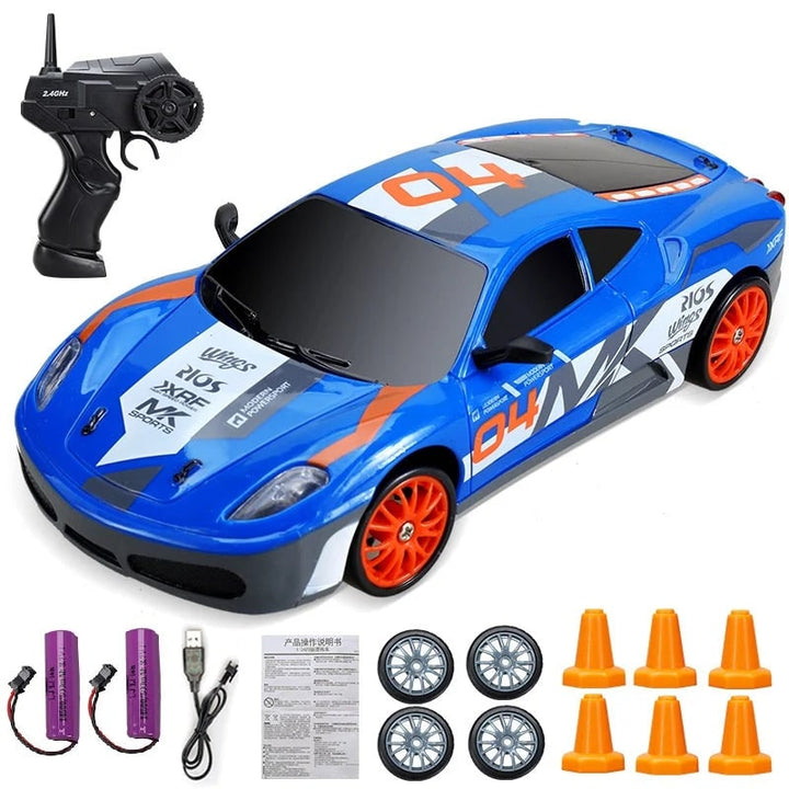 Colverro™ Mini RC Drift Car with LED Headlights and Spare Wheels