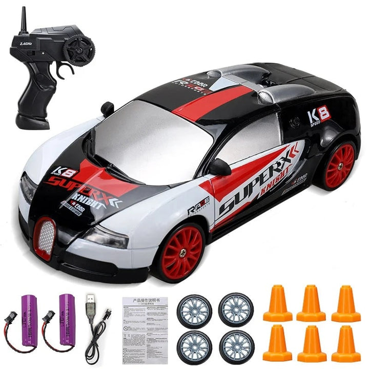 Colverro™ Mini RC Drift Car with LED Headlights and Spare Wheels