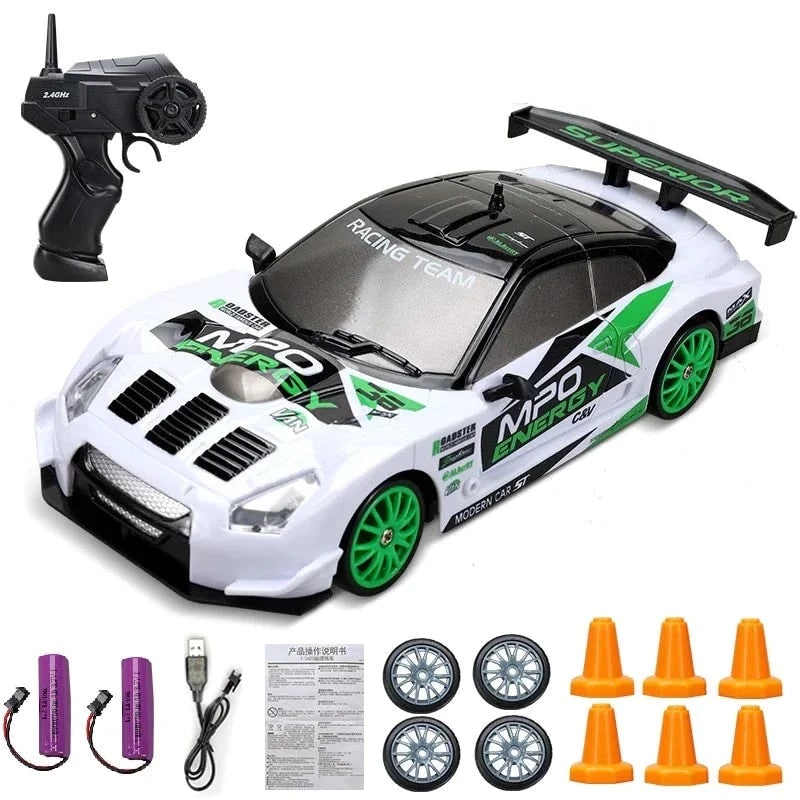 Colverro™ Mini RC Drift Car with LED Headlights and Spare Wheels