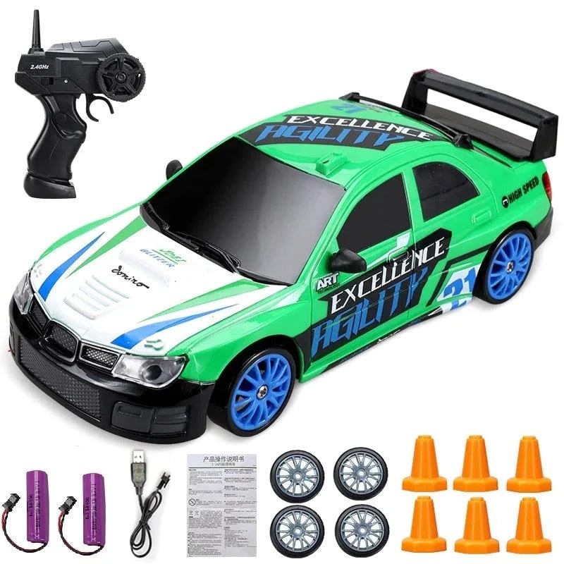 Colverro™ Mini RC Drift Car with LED Headlights and Spare Wheels