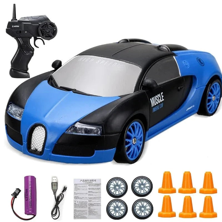 Colverro™ Mini RC Drift Car with LED Headlights and Spare Wheels