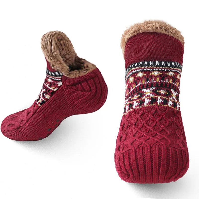 Colverro™ Snowflake Knit Fleece-Lined Socks with Non-Slip Grip Soles