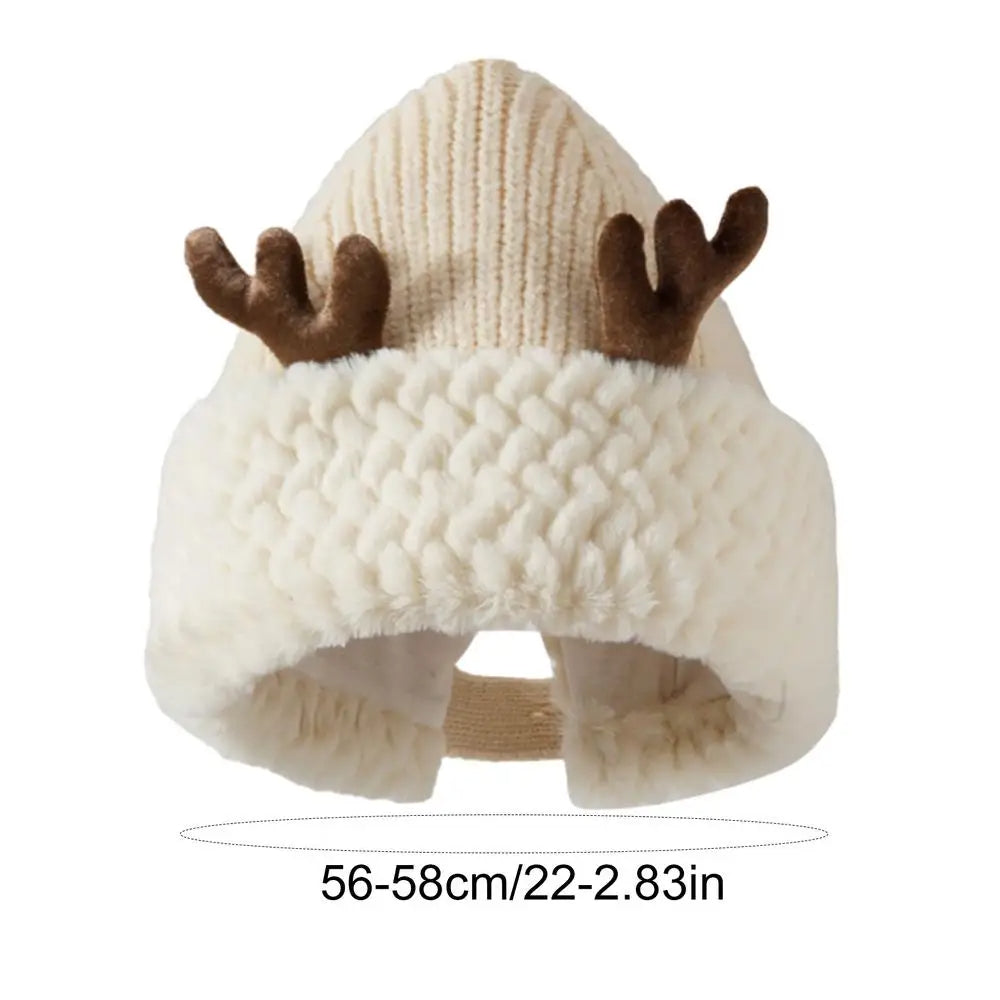 Colverro™ Cozy Reindeer Antler Knit Hat – Warm Cotton Winter Beanie