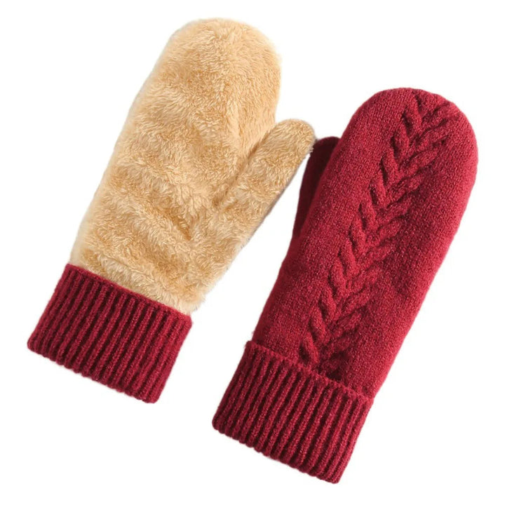 Colverro™ Fleece-Lined Double-Layer Knit Mittens with Long Cuffs