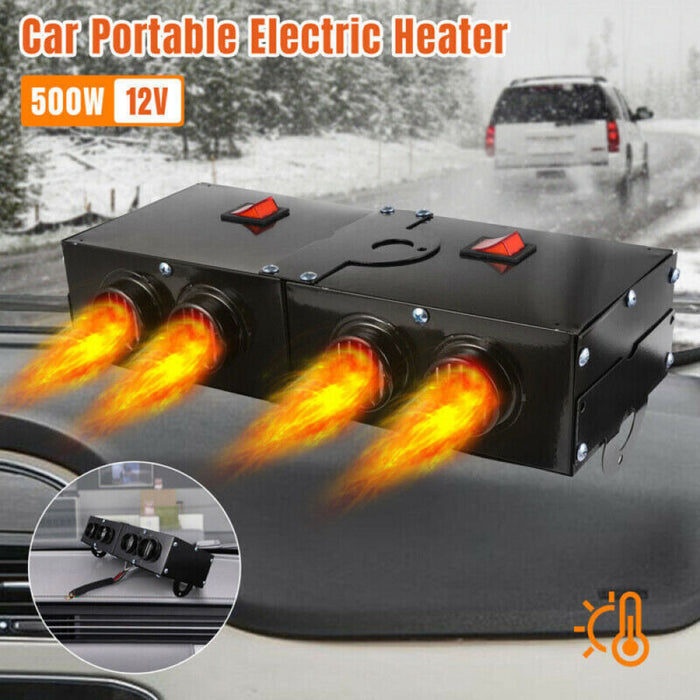 Colverro™ 500W 12V Car Heater with Four Vents and Quiet Fans