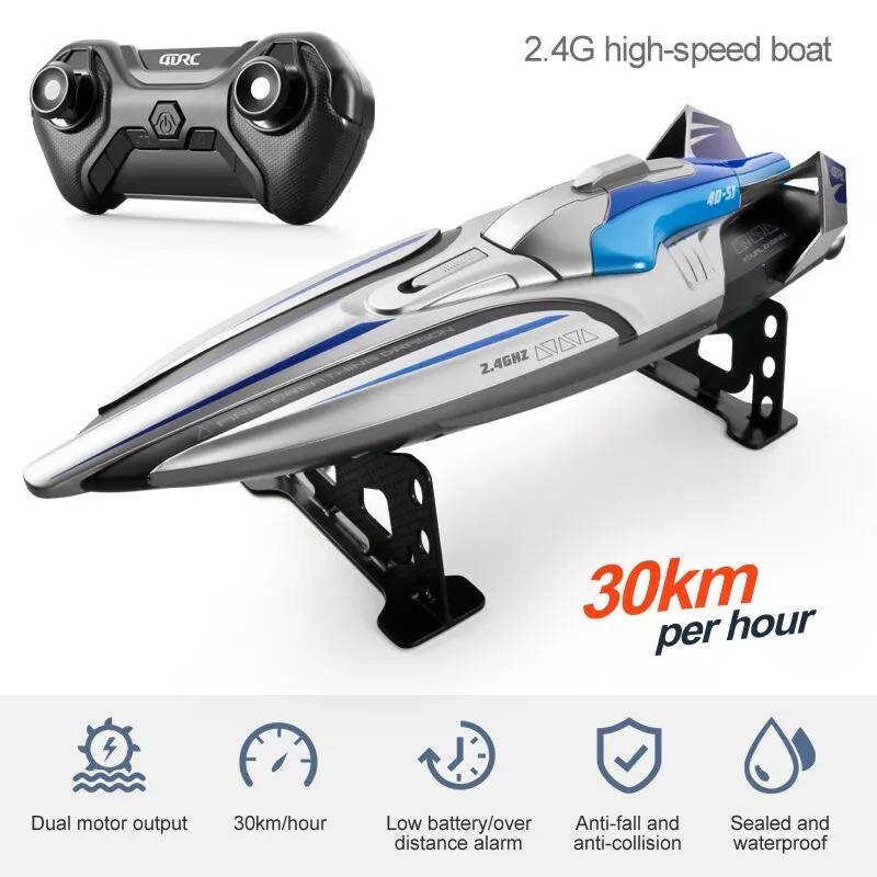 Colverro™ High-Speed RC Boat with Twin Motors and LED Lights, 22 mph