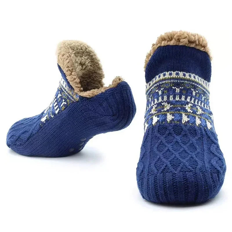 Colverro™ Snowflake Knit Fleece-Lined Socks with Non-Slip Grip Soles