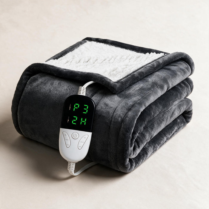 Colverro™ Sherpa Heated Blanket with 6 Heat Levels & Auto-Off Timer
