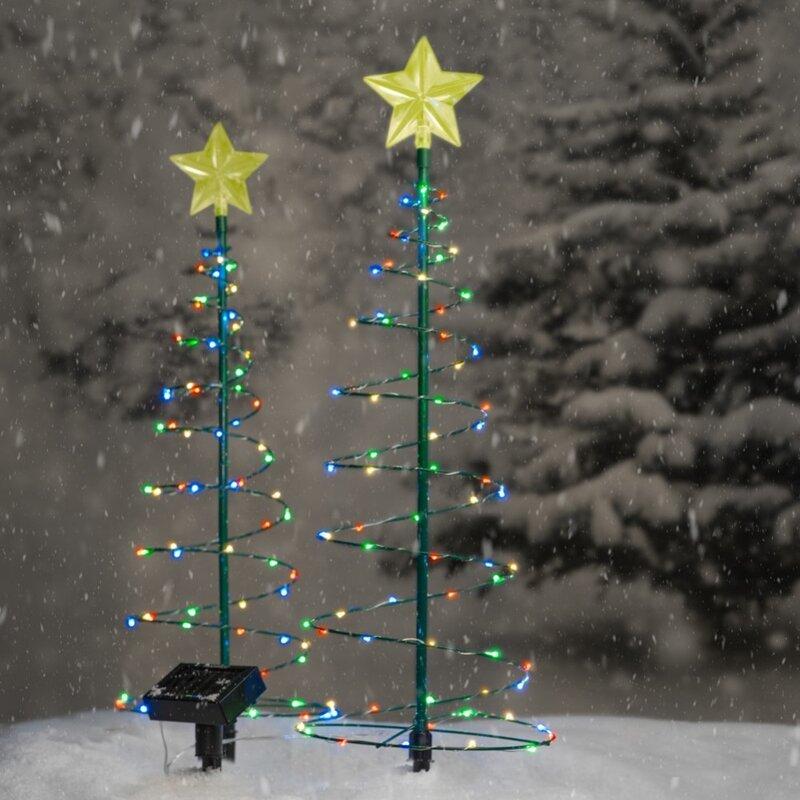 Colverro™ Solar Metal Christmas Tree with LED Lights and Glowing Star