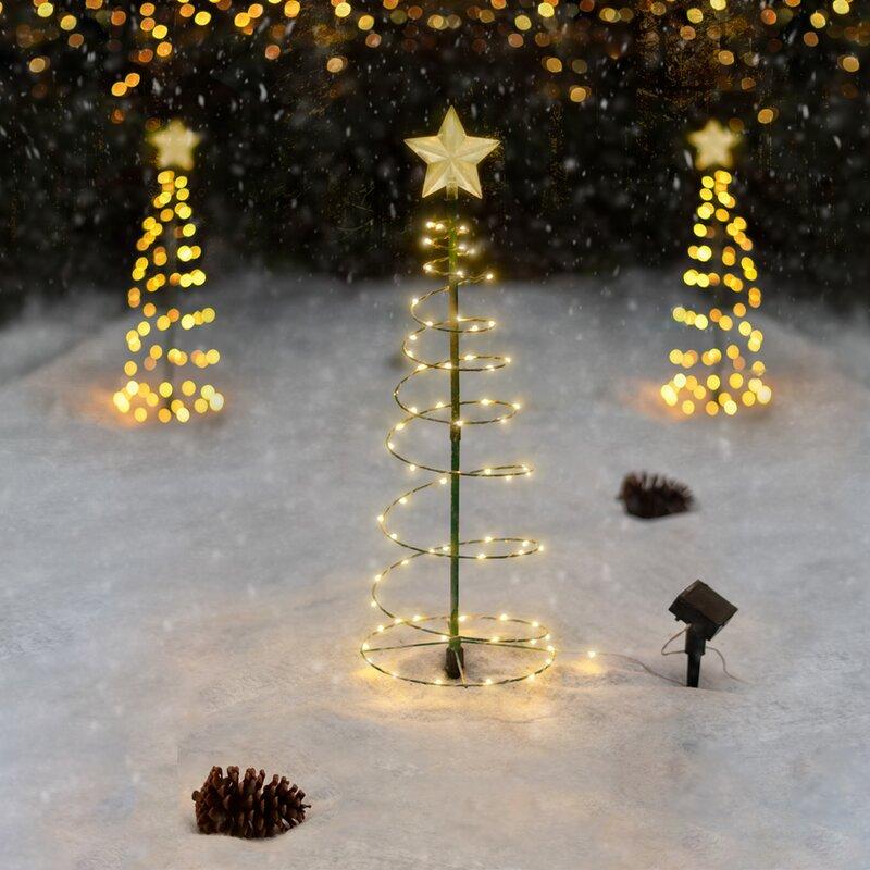 Colverro™ Solar Metal Christmas Tree with LED Lights and Glowing Star