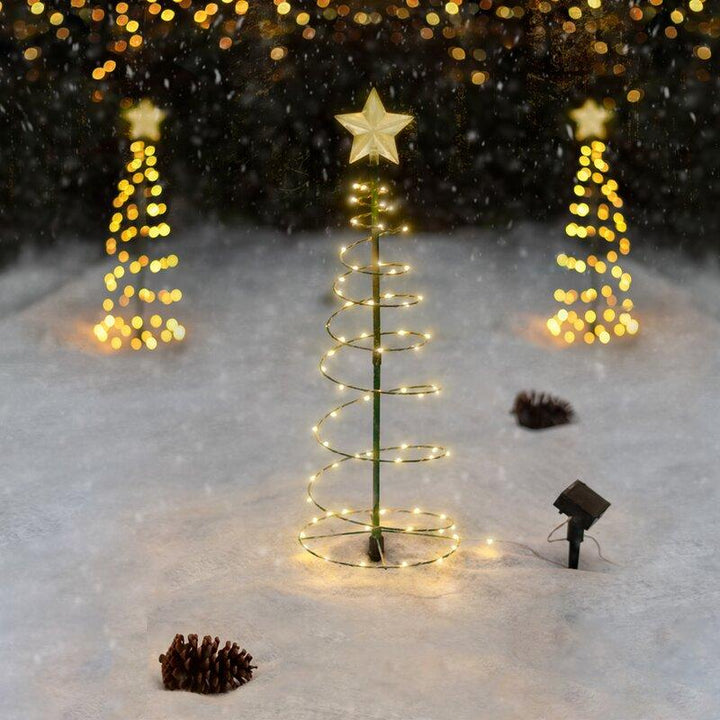 Colverro™ Solar Metal Christmas Tree with LED Lights and Glowing Star