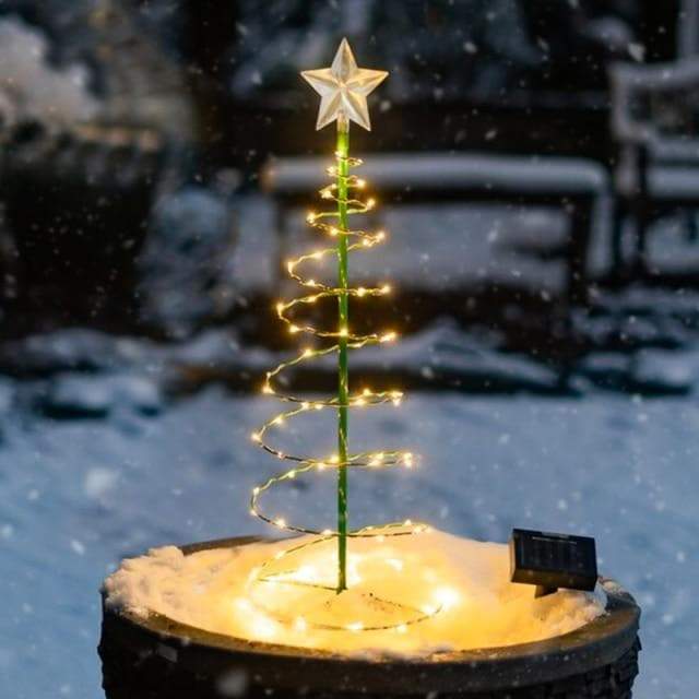 Colverro™ Solar Metal Christmas Tree with LED Lights and Glowing Star