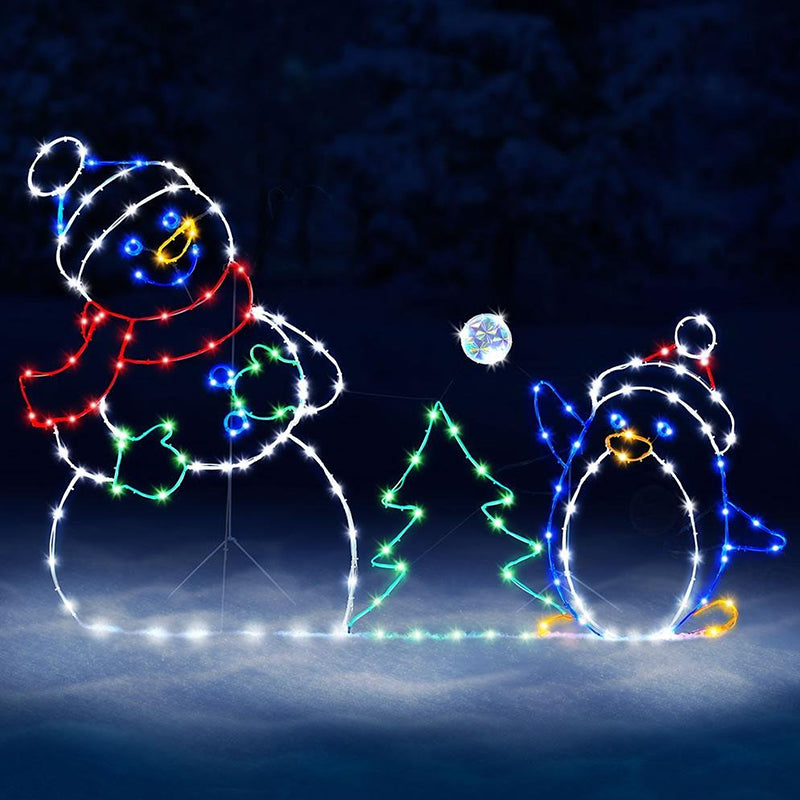 Colverro™ Animated Snowman and Penguin LED Light with Snowball Effect
