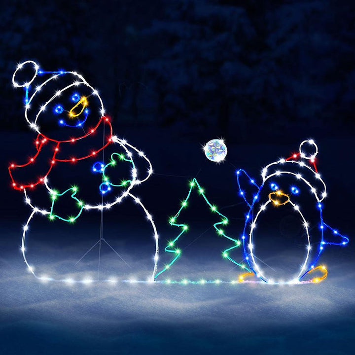 Colverro™ Animated Snowman and Penguin LED Light with Snowball Effect