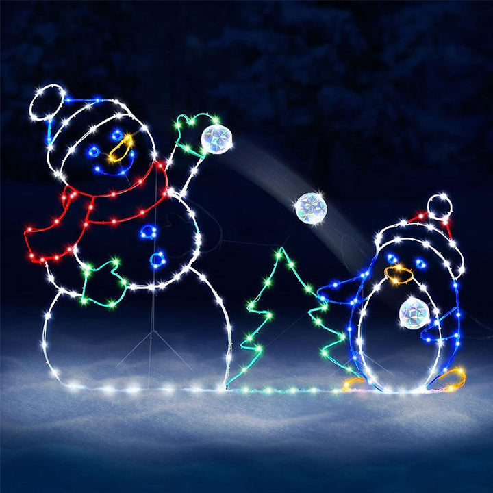 Colverro™ Animated Snowman and Penguin LED Light with Snowball Effect