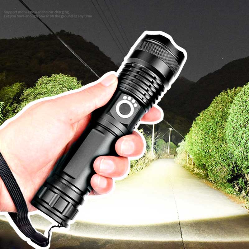 Colverro™ Rechargeable LED Flashlight with Zoom, Waterproof Aluminum Body
