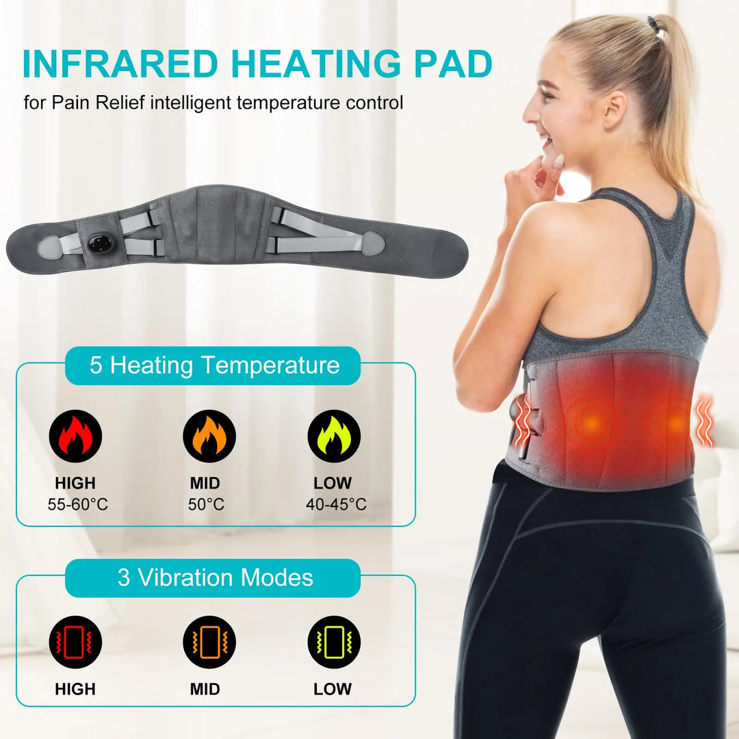 Colverro™ Cordless Heated Back Massager Belt with Red Light and Vibration