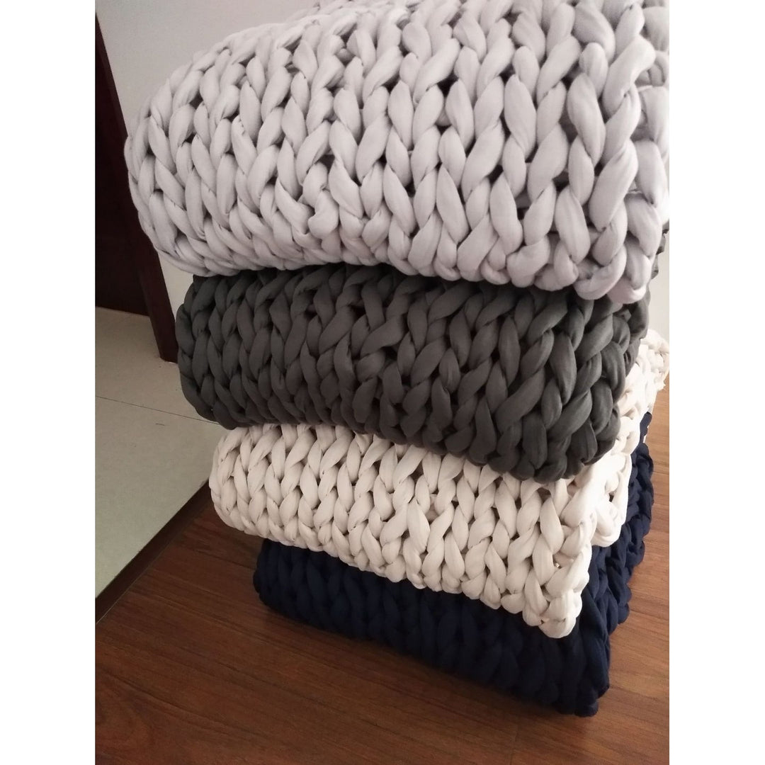Colverro™ Hand-Woven Chunky Knit Throw Blanket with Braided Edges