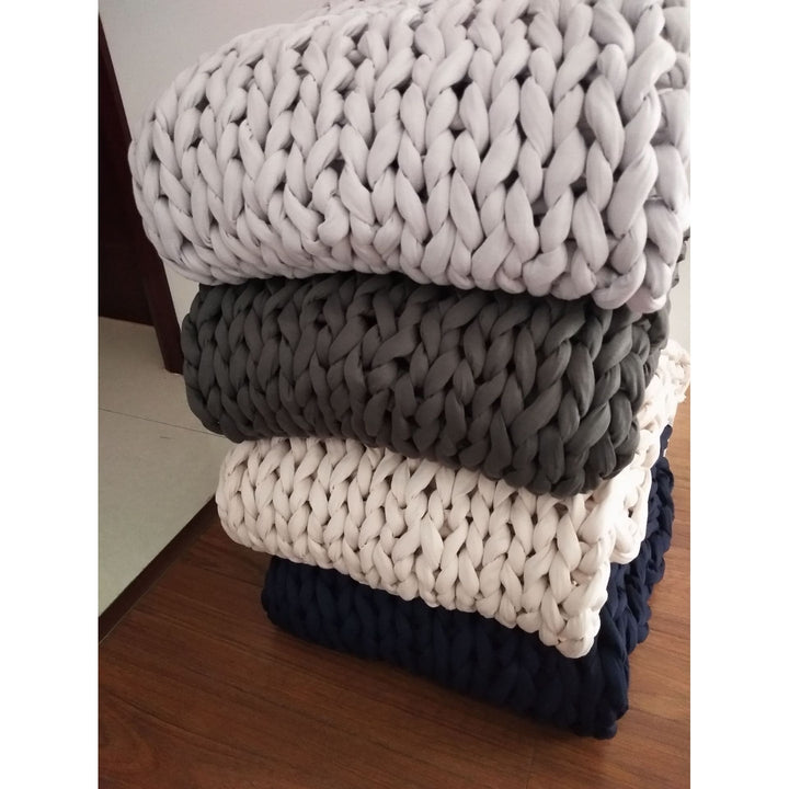 Colverro™ Hand-Woven Chunky Knit Throw Blanket with Braided Edges