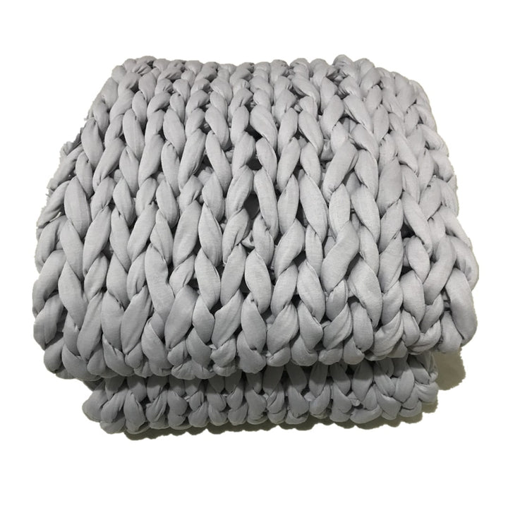 Colverro™ Hand-Woven Chunky Knit Throw Blanket with Braided Edges