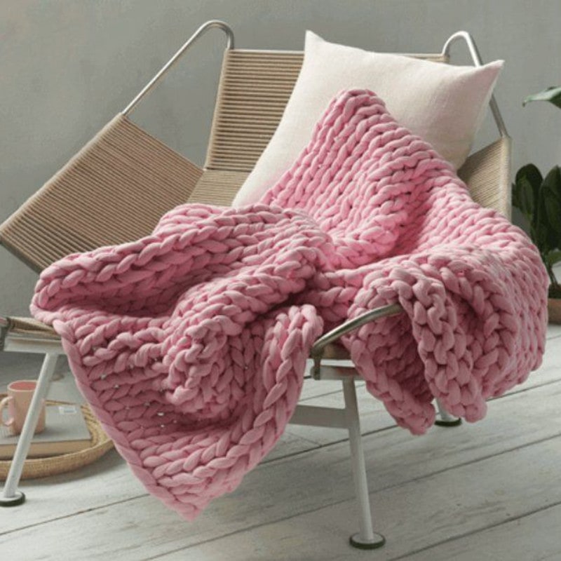 Colverro™ Hand-Woven Chunky Knit Throw Blanket with Braided Edges