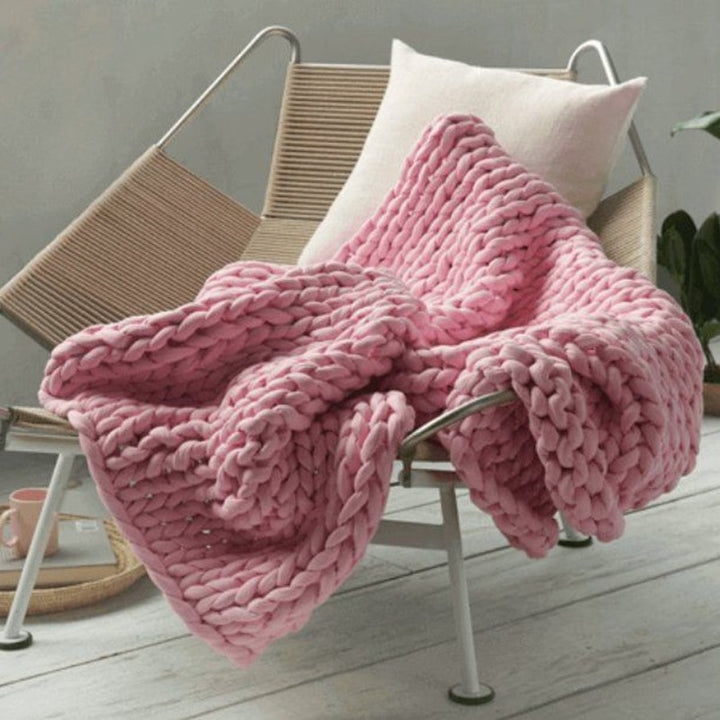 Colverro™ Hand-Woven Chunky Knit Throw Blanket with Braided Edges