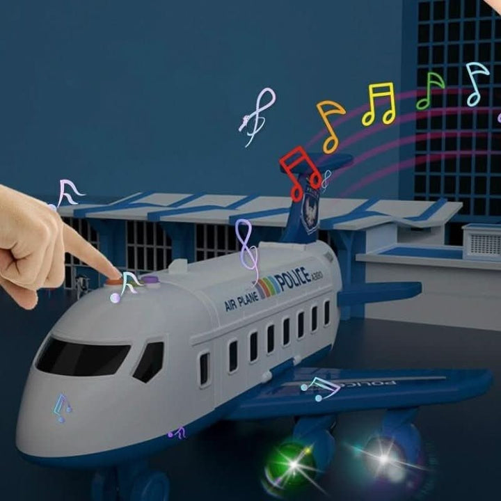 Colverro™ Fold-Out Toy Airplane Playset with Working Crane and Mini Cars