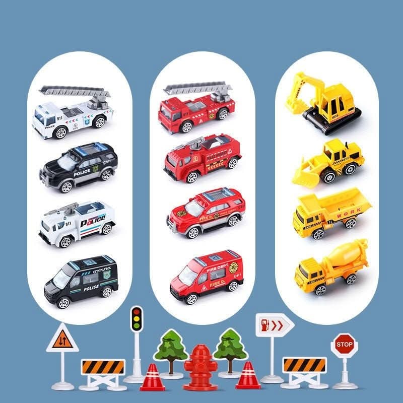 Colverro™ Fold-Out Toy Airplane Playset with Working Crane and Mini Cars