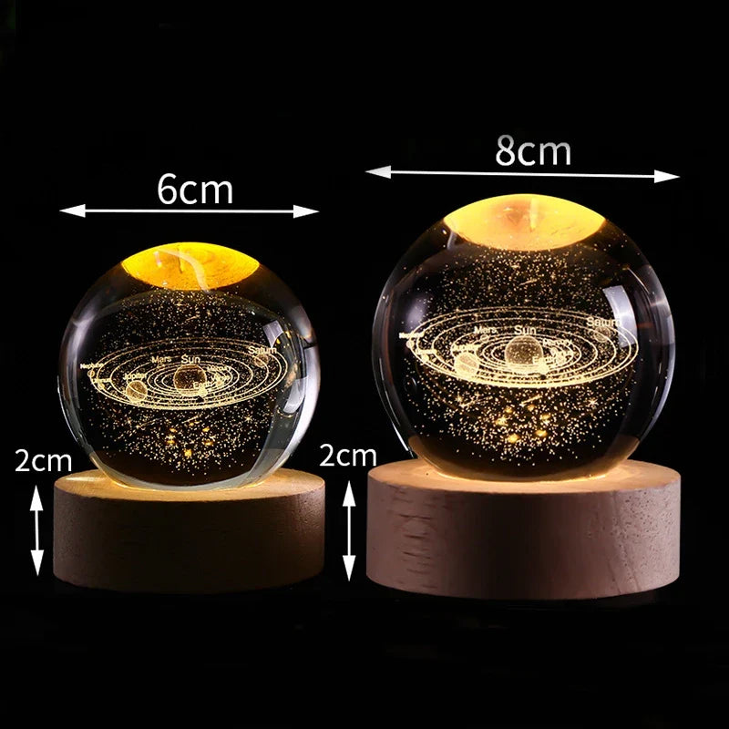 Colverro™ Crystal Ball Night Light Projector with Music and Wood Base